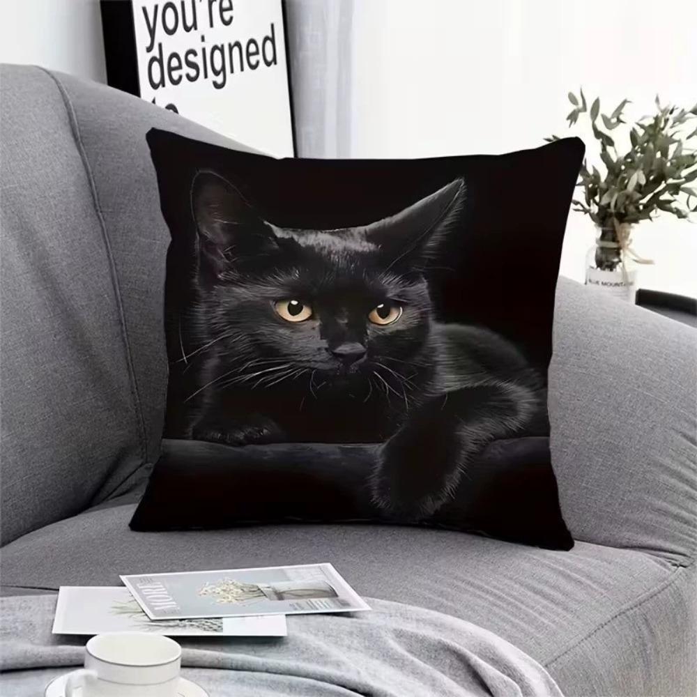 Sofa Pillow Pillowcase Skin-friendly Short Plush Cute Animal Cat Pillow Cover Living Room Cushion Cover Without Core