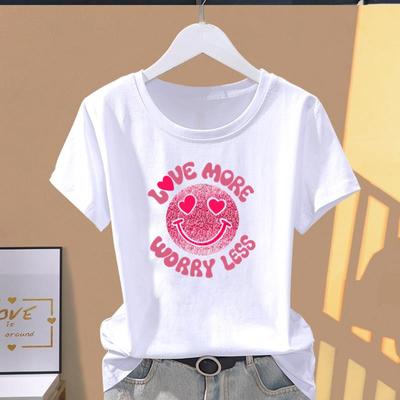 (Asian Size) Fashion Print Sweet Funny Trend Cute Lovely Graphic Tee Female Casual T Clothing Casual Women's Summer Top Short Sleeve T-shirt