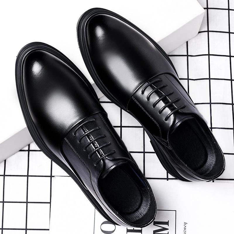 Mens Business Formal Casual Leather Shoes British Korean Style Pointed Toe Groom Wedding Dress Shoes For Suit Comfortable