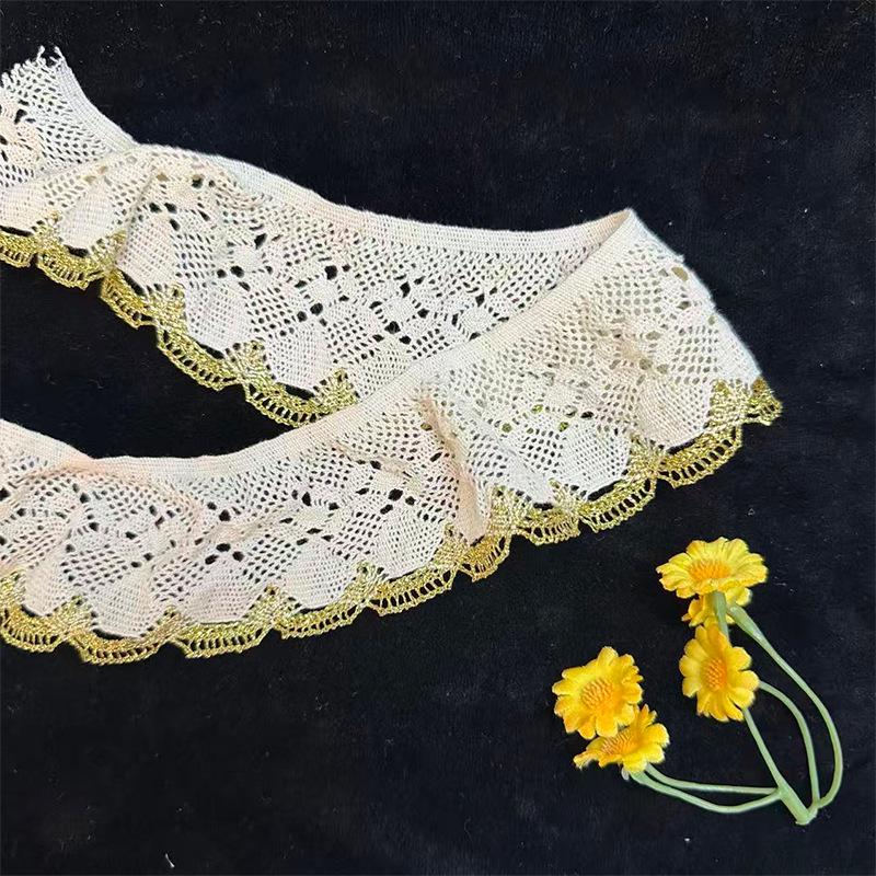 Dual-Color Cotton Lace Trim - 5.7cm Wide, DIY Dress Accessory Fabric