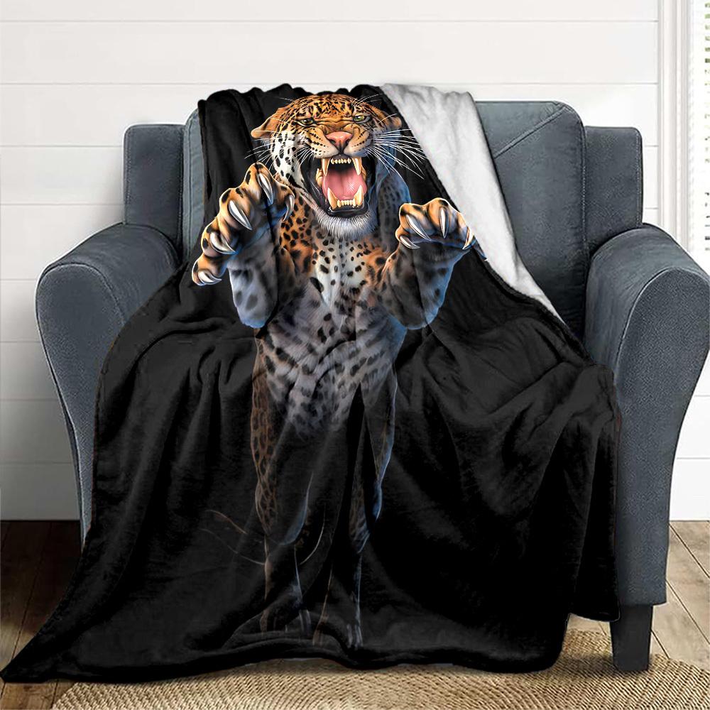 1PC Leopard Print Blanket, Throw For Sofa, Bed, Travel, Camping, Livingroom, And Bed, Printing Blanket With Soft And Warm Fabric Yy250918147