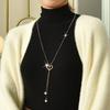 Love Heart Pearl Tassel Long Necklace With Crystals For Women Autumn Winter Fashion Accessory