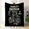 "Harley-Davidson Legendary 1936 Design" Patterned Flannel Blanket Perfect for the Bedroom Living Room, Sofa, or a Little Nap