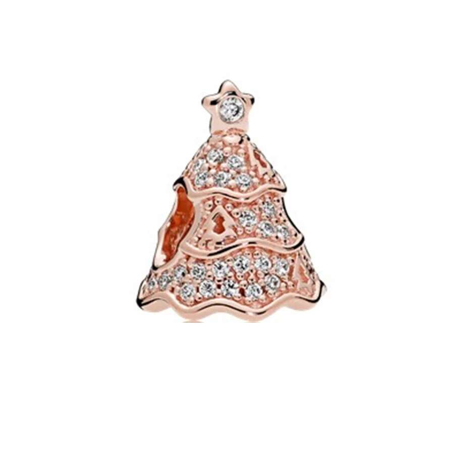 Plated Rose Gold Sparkling Pink Air Balloon & Levelled Heart Charm Bead Fit Original Sier Bracelet DIY Jewelry
