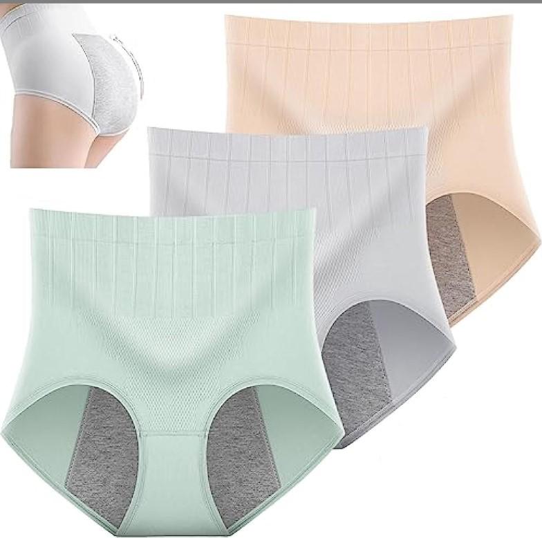 High-Waisted Women's Period Underwear - Tummy Control, Leak-Proof, Antibacterial Plus Size Seamless Panties.