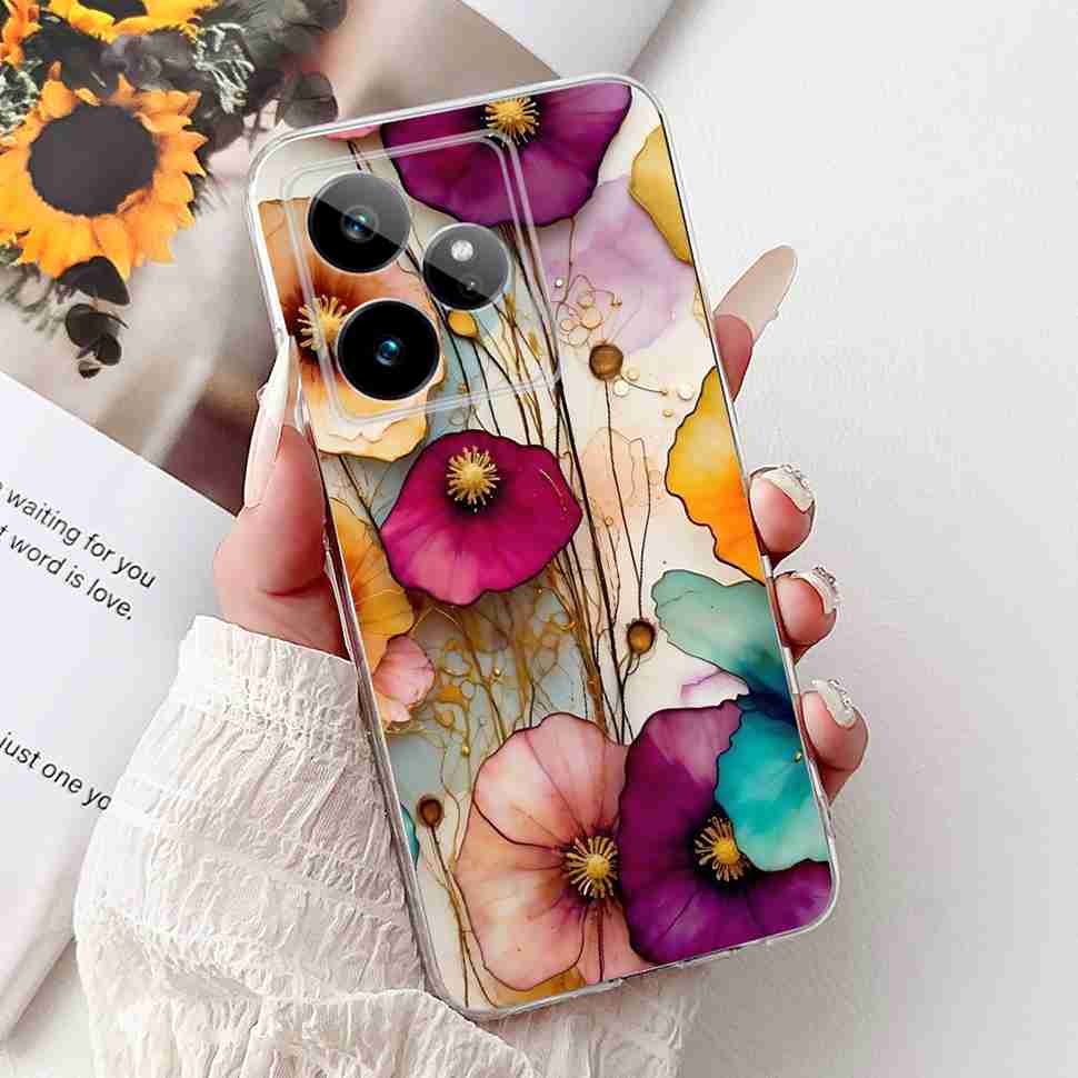 For Realme GT 7 5G 2025 RMX5061 Case Cute Girl New Flowers Soft Silicone TPU Cover For Realme GT7 GT 7T 5G Global Phone Cases