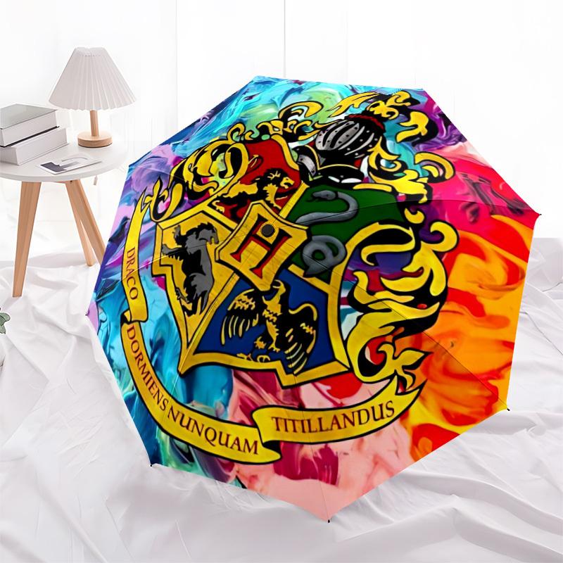 1pc Crest Automatic Folding Umbrella - Compact 8-Rib Design, Durable Plastic & Iron, Perfect Gift for Friends & Family, Outdoor Umbrella, Fashionable