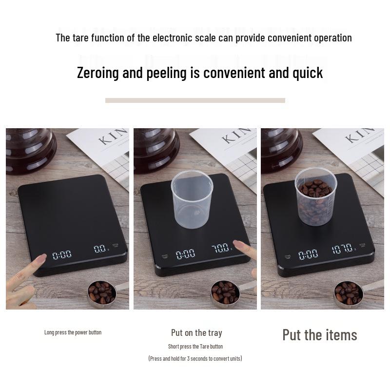 Smart Rechargeable Coffee Scale: 3kg Capacity, Accurate To 0.1g, Fast Charging, Timer-Enabled for Home and Kitchen Use.