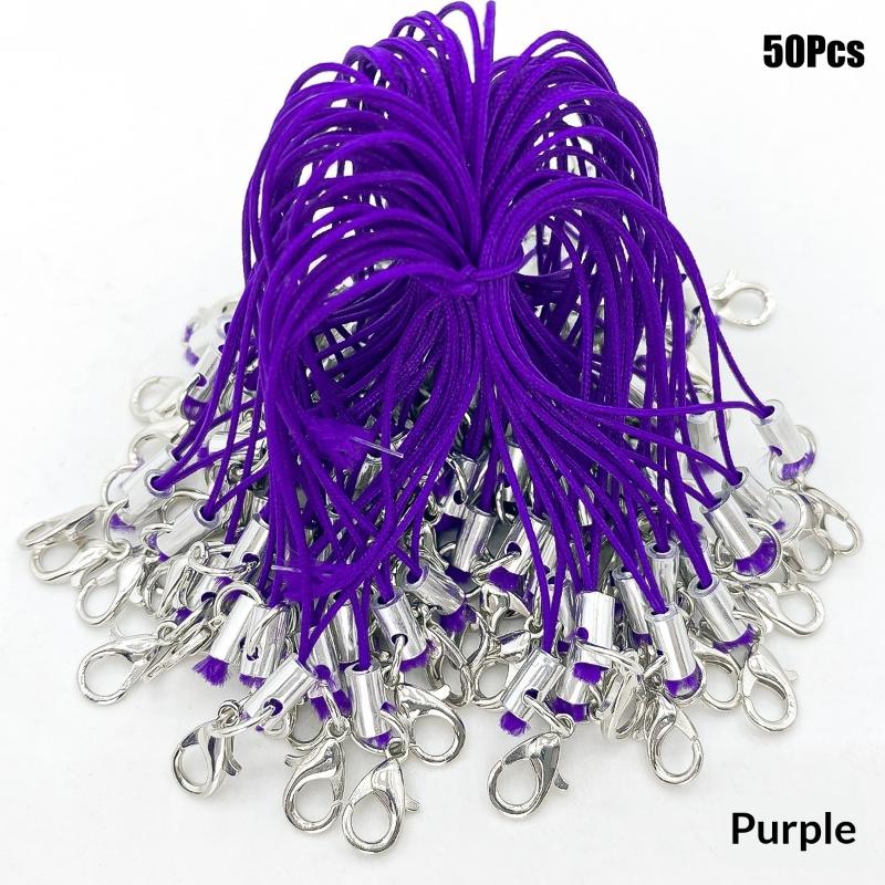 50Pcs Polyester Cord Lobster Clasp Cell Phone Lanyard Cords For Keychain Crafts Handmade Phone Rope Toys Diy Jewelry Making