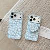 Apple iPhone 17 Pro Max/16 Pro Blue Magnetic Film Case White Floral Design Hearts Girl
