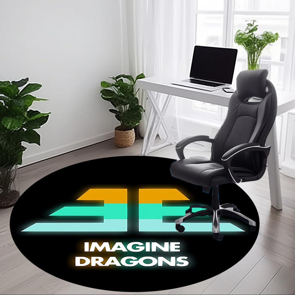 1PC Imagine Dragons Office Round Rug - Perfect for Office or Study Decor, Non-Slip Backing, Decorative Floor Mat Yy250916017