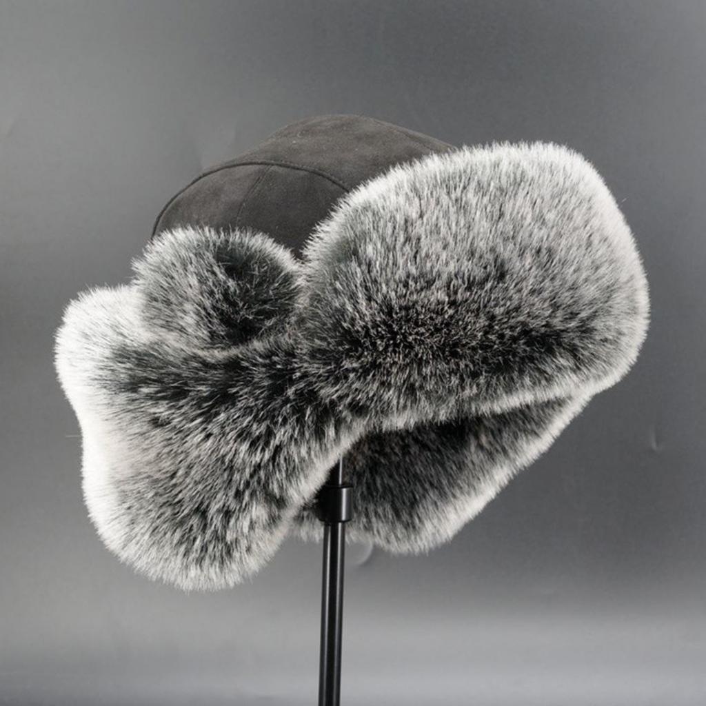 Winter Bomber Hats for Men, Ear Flap Pu Leather Faux Fur Trapper Hat, Ideal Choice for Gifts