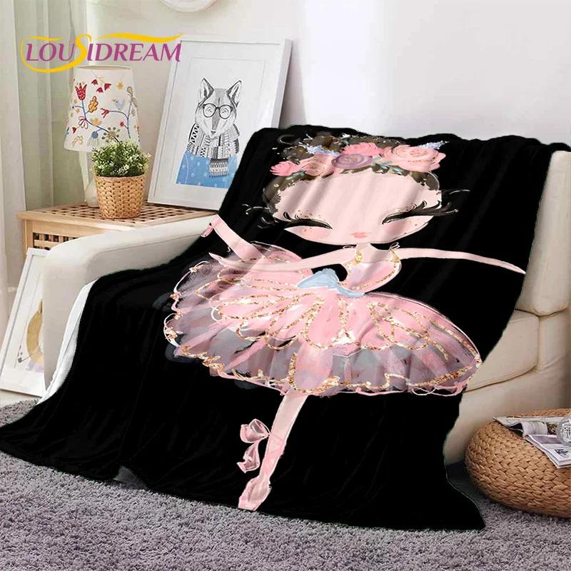 Cute Ballet Girl Ballerina Fairy Cartoon Soft Flannel Blankets,Throw Blanket Comfortable Blanket for Picnic Beds Sofa Bedroom 3D