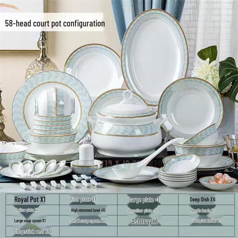 Керамический обеденный сервиз в дворцовом стиле из Цзиндэчжэня