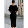 TIFICY Women's Fashion Summer Spring Solid Color Print 1/2 Sleeves One Shoulder High Waist Casual Dresses