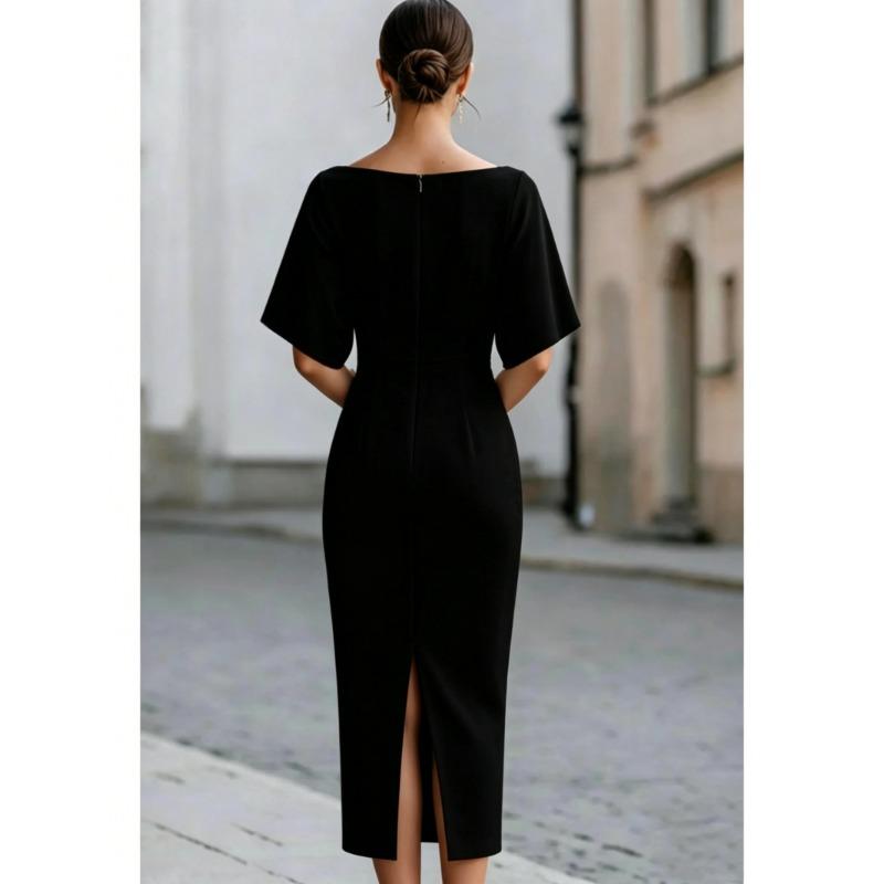 TIFICY Women's Fashion Summer Spring Solid Color Print 1/2 Sleeves One Shoulder High Waist Casual Dresses
