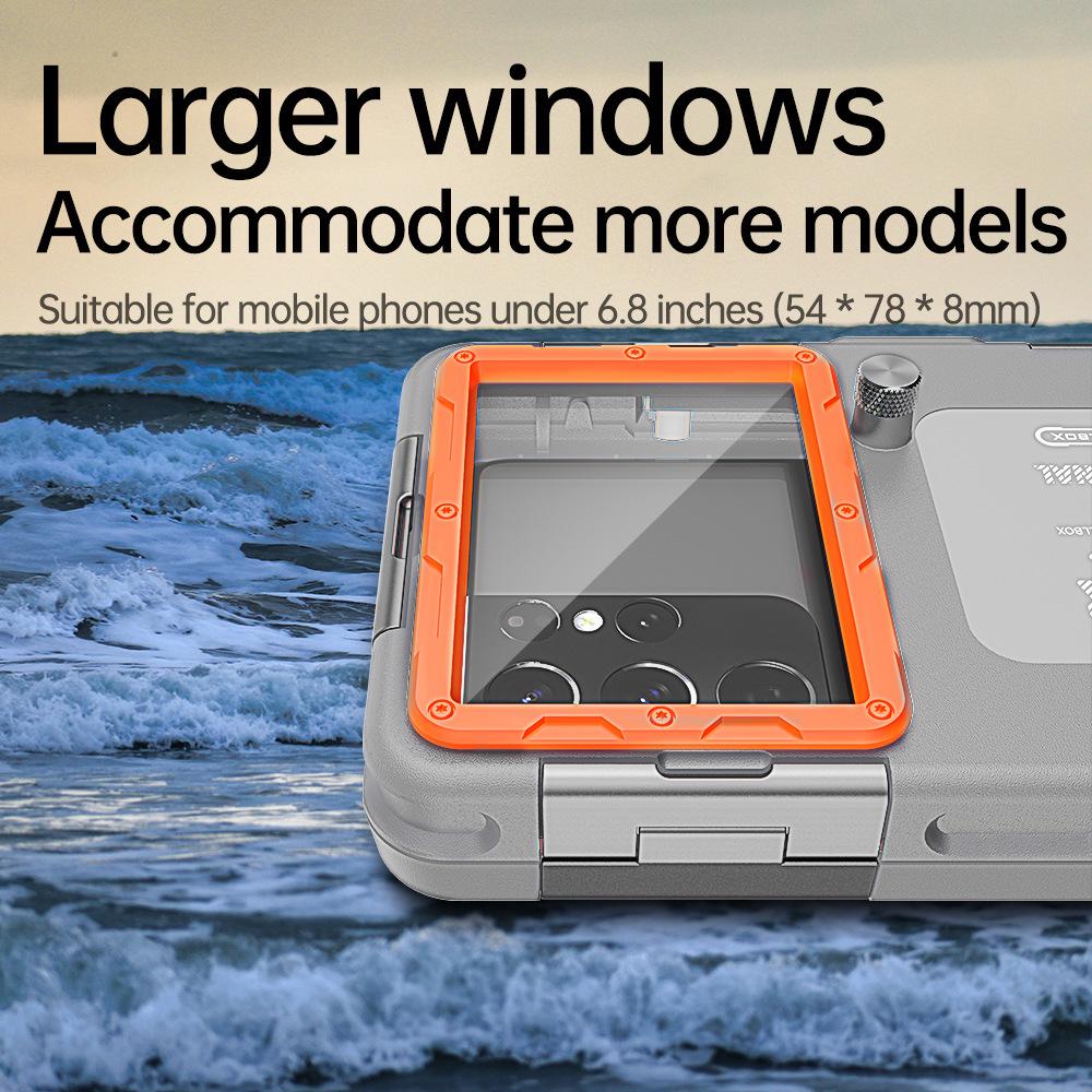 Universal Underwater Diving Case with Bluetooth Control for iPhone, Samsung, Huawei, Xiaomi, and OPPO Smartphones.