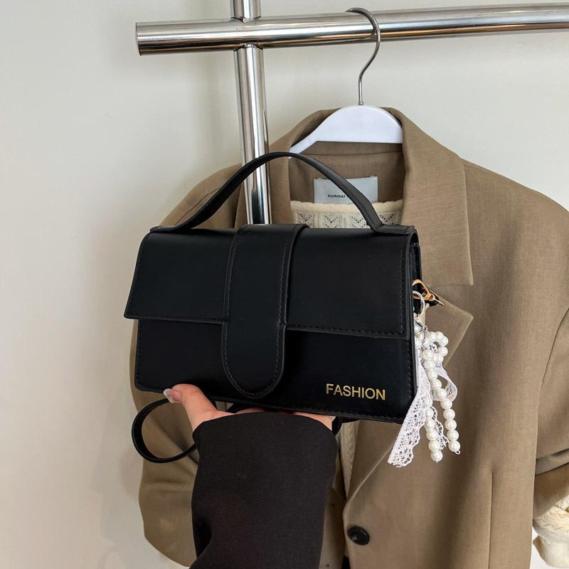 

Premium texture temperament beautiful versatile handbag women s solid color simple shoulder messenger bag casual trend no pendant чёрный