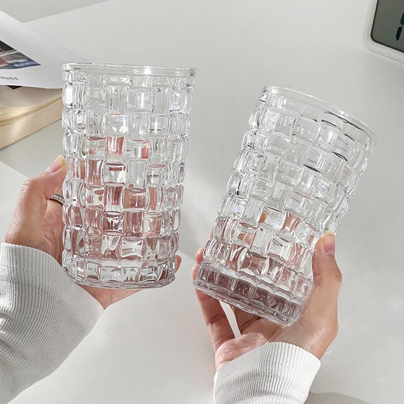 410ml Lemon Water Long Island Iced Tea Mugs Transparent 2pcs Set Diamond Relief Luxury Cocktail Cup European Style Wine Glass