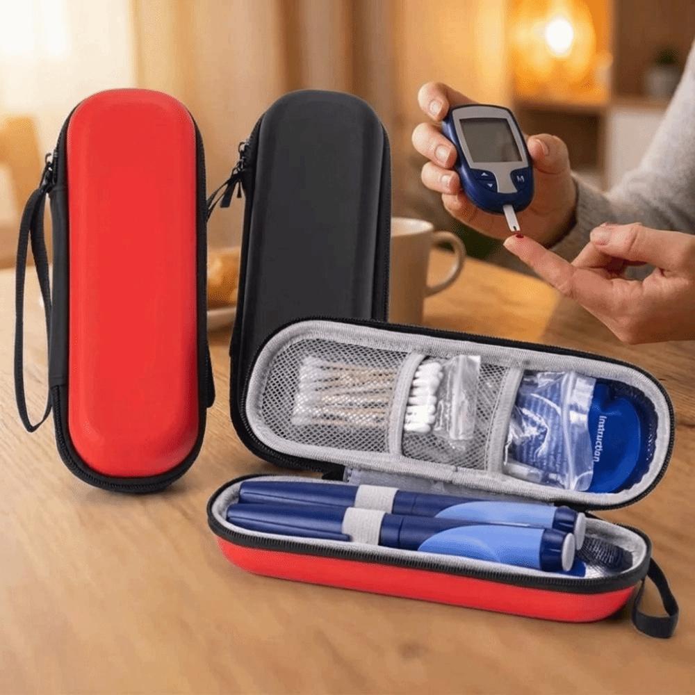 PU Insulin Cooling Bag Dust-proof Solid Color Insulin Storage Bag Wear-resistant Waterproof Insulin Vial Storage Case Outdoor