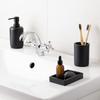 Navaris 3-Piece Bathroom Accessory Set: Toothbrush Stand, Soap Dispenser, Refillable Bottle, Soap Dish, and Soap Case, Water-Resistant, Black