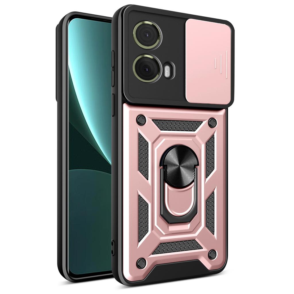 For Motorola Moto S50 Neo 5G/G85 5G Case with Slide Camera Lid PC+TPU Kickstand Phone Cover