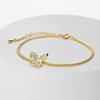 Gold Color Butterfly Zircon Charm Bracelet for Women Copper Vintage Elegant Jewelry