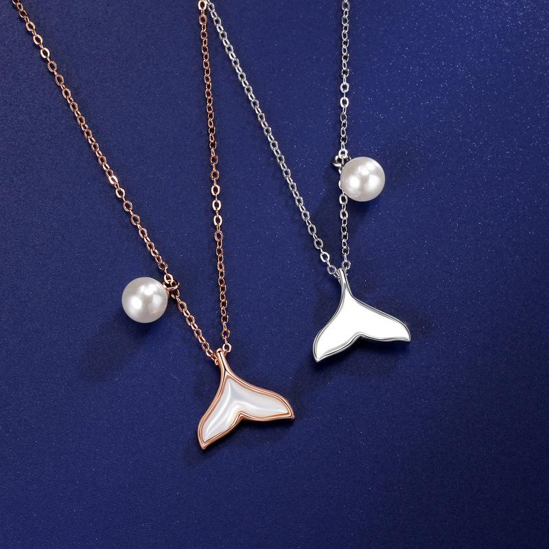 Yusheng ha la tua collana a coda di pesce con perle per la moda femminile e versatile temperamento retrò ciondolo in madreperla per donna