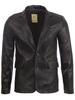 Men's Real Leather Blazer Jacket (EAQQ) - Black