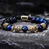 New Trend Double Leopard Head Handmade Tiger's-eye Bracelets  Accessories Handmade Men's Jewelry Pulseras Homme