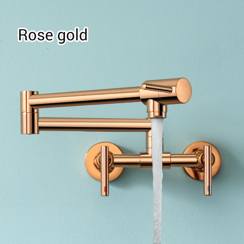 Pot Filler Faucet Wall Mounted Kitchen Mixer Solid Brass Swivel Spout Hot And Cold Water With Dual Handle