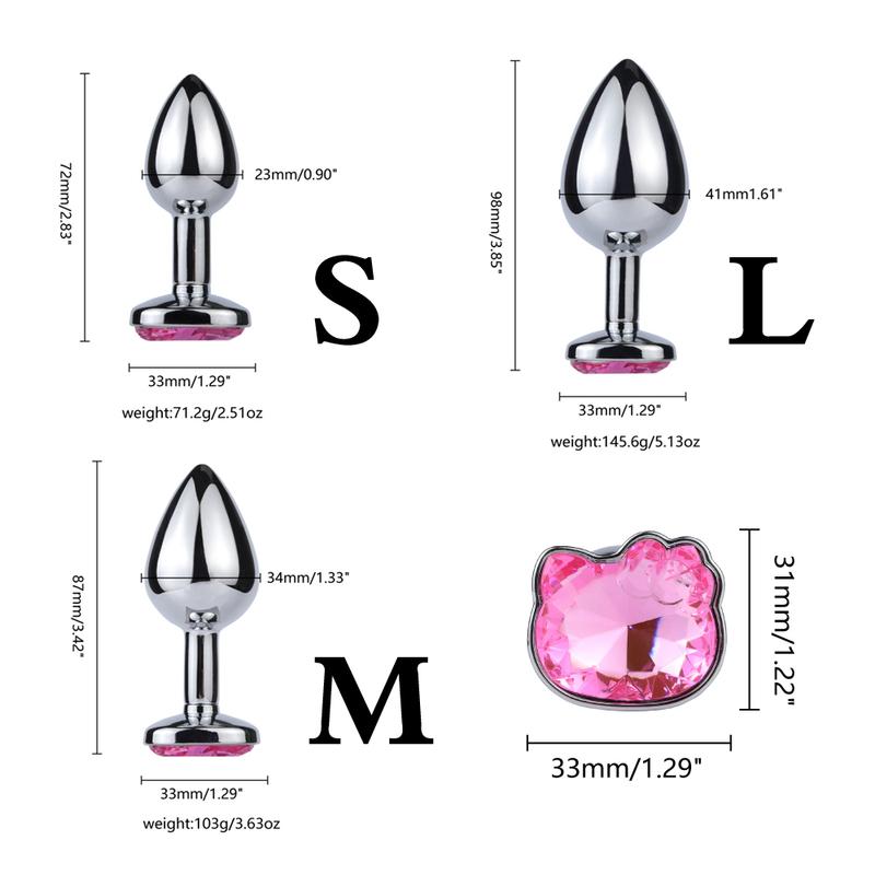 Stainless Cat Face Jewel Base Anal Plug Holle Kitty Cat Butt Plug Metal Prostate Massager Anus Stimulator Dildos Adult Sex Toys