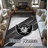Las Vegas Raiders Crystal Velvet Rug, Custom Name Text Personalized Non‑Slip Floor Mat for Home Decor Gift