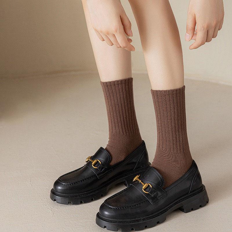 Women Mid Tube Spring and Autumn Socks Sweat-absorbent Deodorizing Pure Cotton Socks Boneless and Anti-pilling Pile Women's Socks