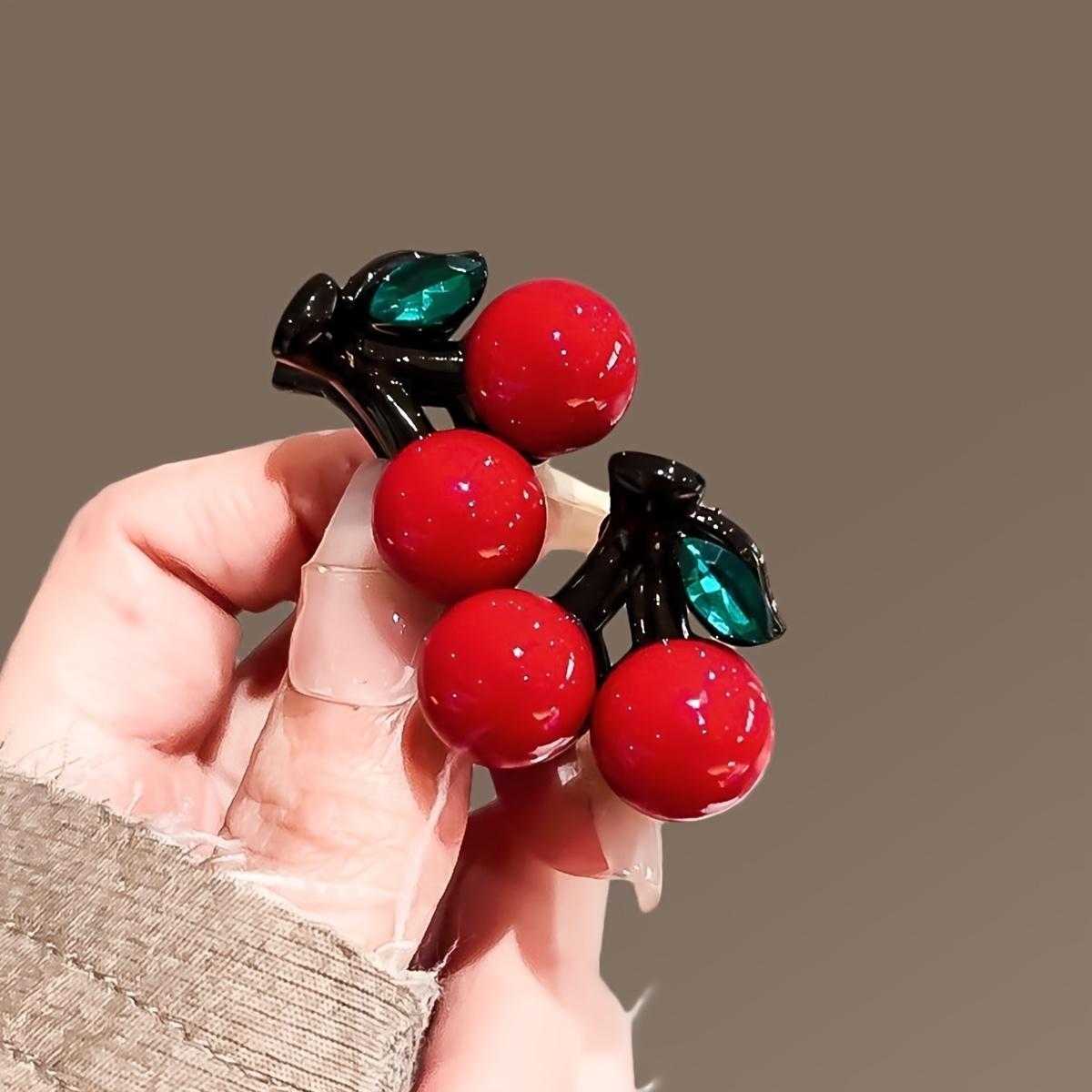 2pcs Women s Ankara Red Cherry Hair Claw Clips for Bangs and Flyaways, Fashion Hair Accessories One-size