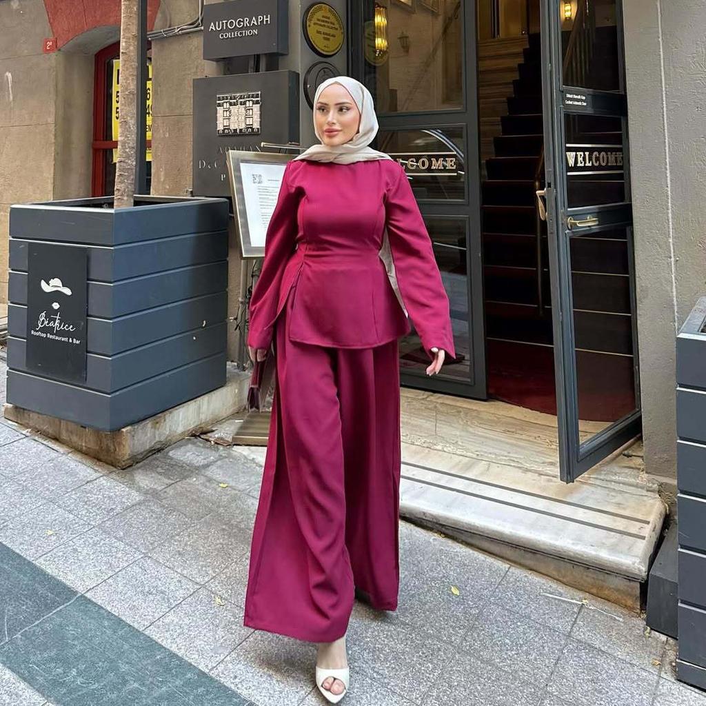 2025 Cross-border European and American Women's Wear, Amazon Crew Neck Long Sleeve Casual Top, Loose Wide-Leg Long Pants Set