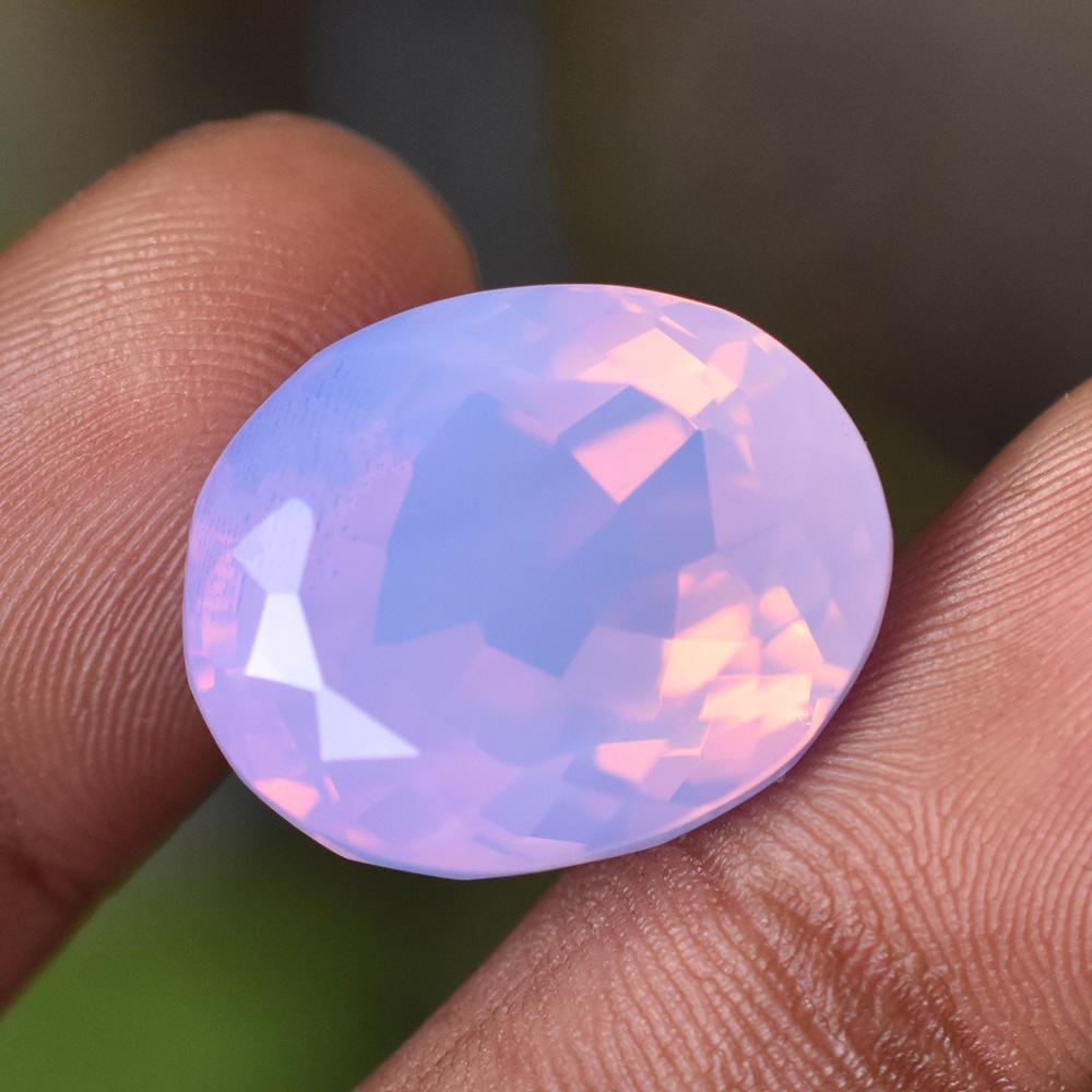 Lab-Created Pink Opal Loose Gemstone Australian 21x17mm Oval Cut October Birthday Birthstone