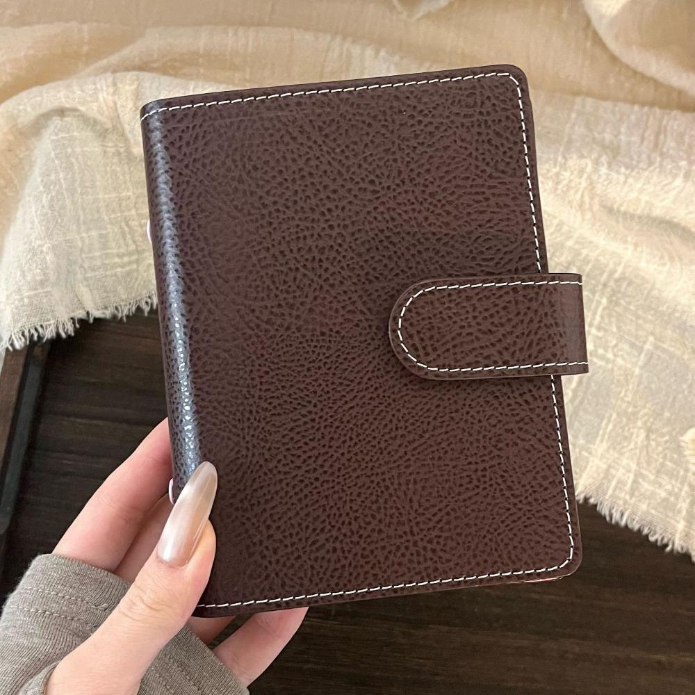 Portable Retro Brown Loose-leaf Notebook A7 DIY Scrapbook Travel Journal PU Leather Notepad Student Use