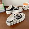 Baotou slippers women's summer wear 2025 new canvas shoes versatile students lazy half drag thick soles ins tide