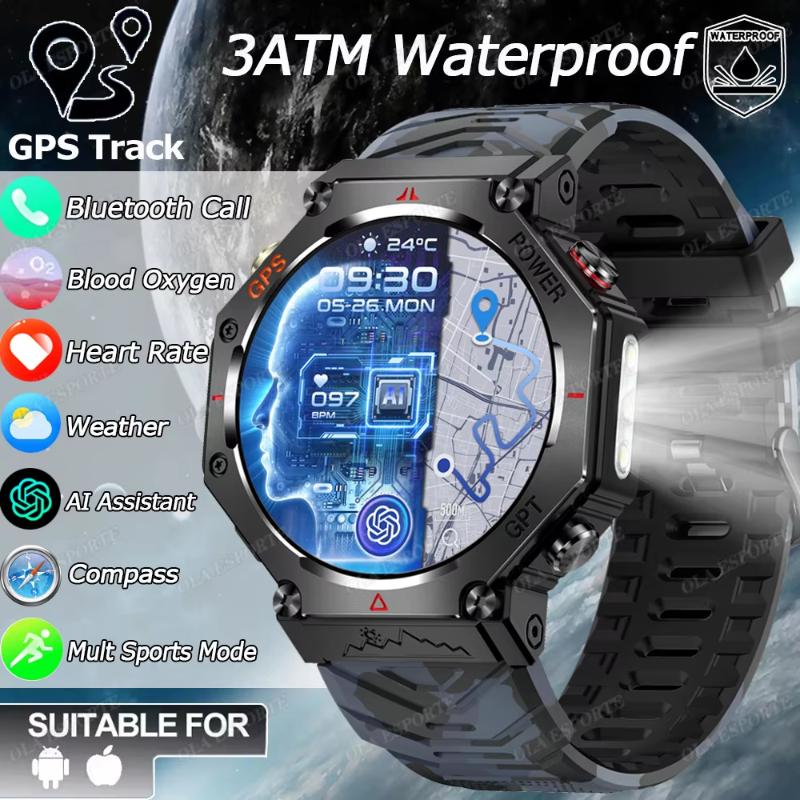 

2025 Новые Смарт-часы для плавания Часы IP69K Водонепроницаемые BT Звонок GPS Компас Amoled Военные Спортивные Смарт-часы Мужские Женские для Xiaomi Huawei Steel чёрный