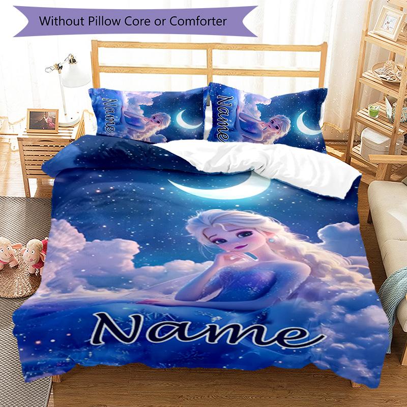 3pcs Frozen8 Cover Set - Personalized Name, HD Printed Bedding with 1 Cover and 2 Pillowcases - Perfect for Home Decor, Easy Care