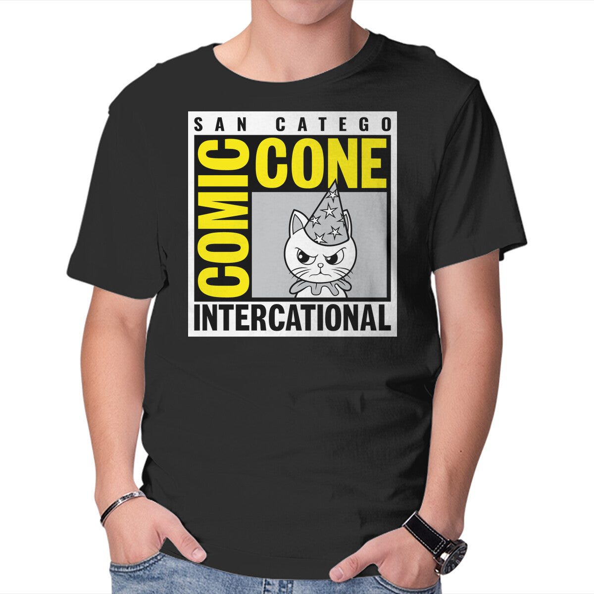 Unisex Crew Neck T-Shirt Comic Cone Graphic Short Sleeve Casual Tee L