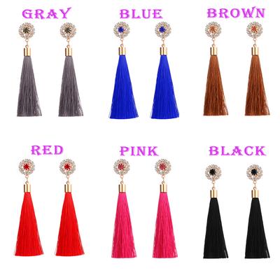 Sweet Bohemian Stud Hook Earrings Multi-color Layered Fringe Thread Long Tassel for Girls Women