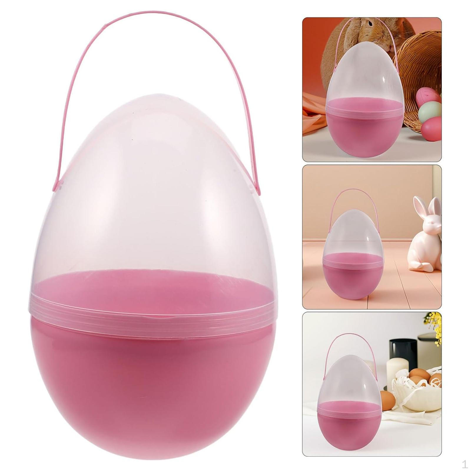 Наполняемые пасхальные яйца, наполнители для корзины, контейнер в форме яйца с ручкой для наполнения конфетами розовый
