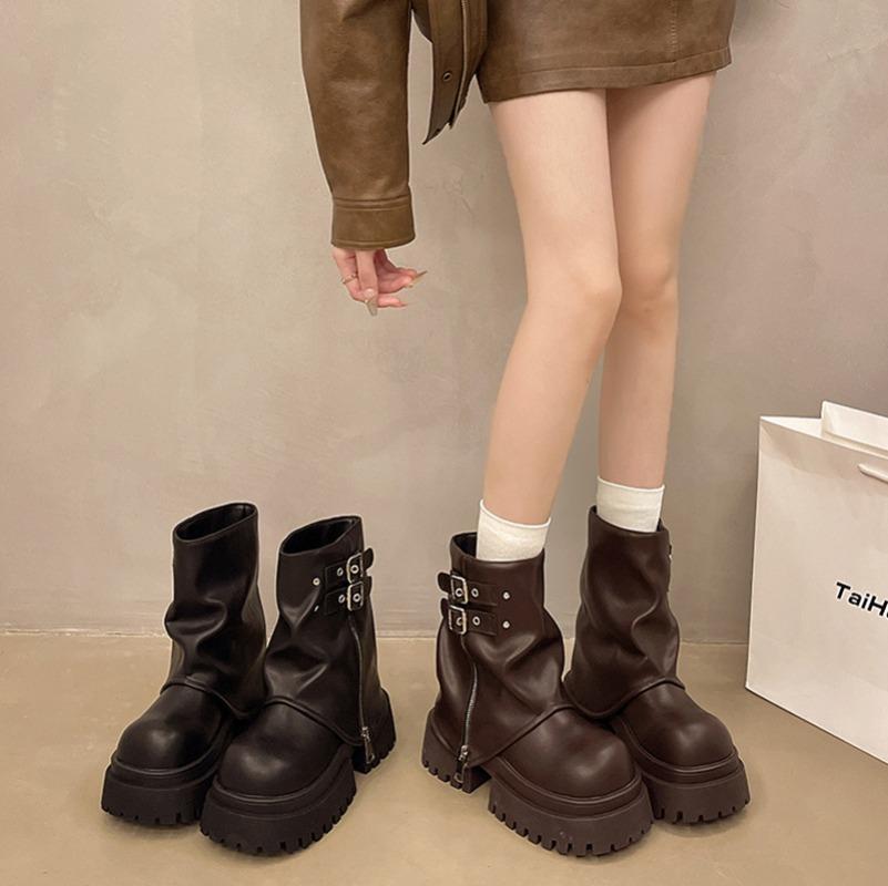 Short, Short, Thick Soled Women'S  Autumn New Brown British Style Knight Leg Boots Fashion Trends