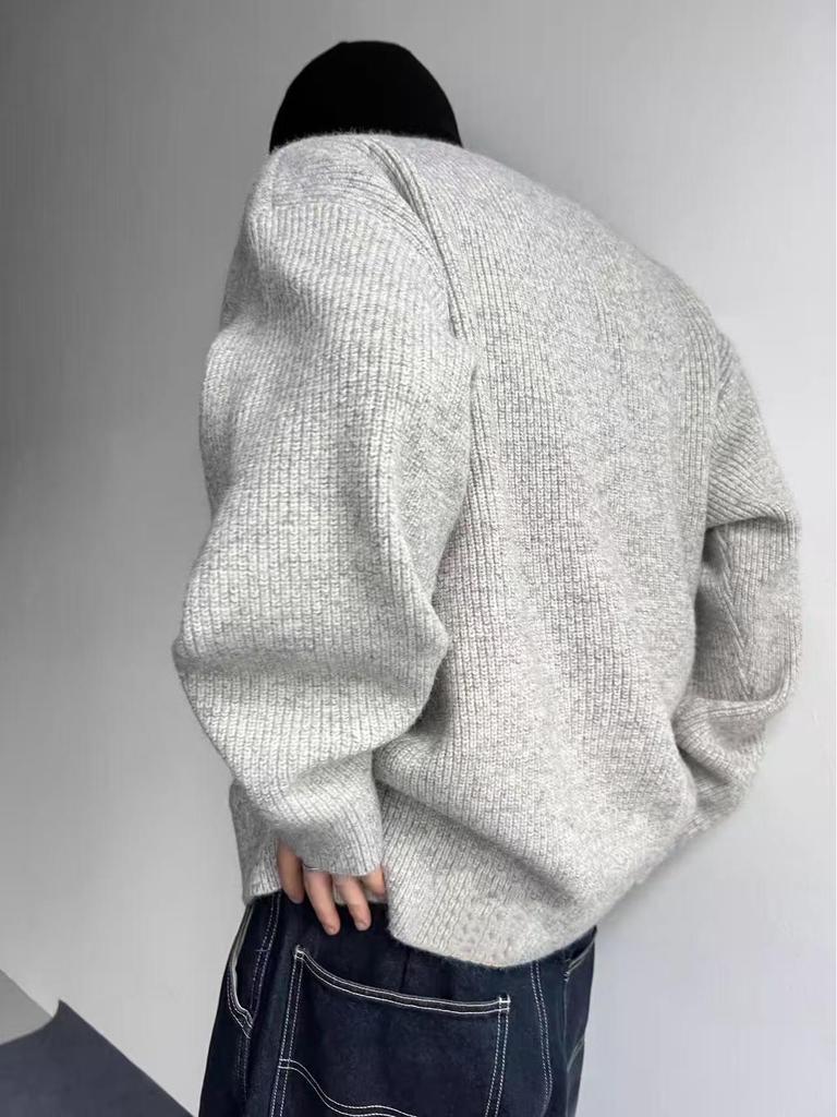 Cleanfit Men's Gray Henley Sweater - Soft, Cozy Knitwear for Autumn/Winter