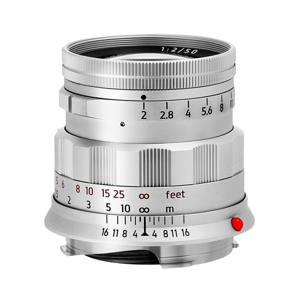 LIGHT LENS LAB M Mount 50mm Rigid Leica M Compatible Single Reproduction Integrated Lens Silver F/2 Lens, Focus, Rigid, Lens, Brass, Hood,