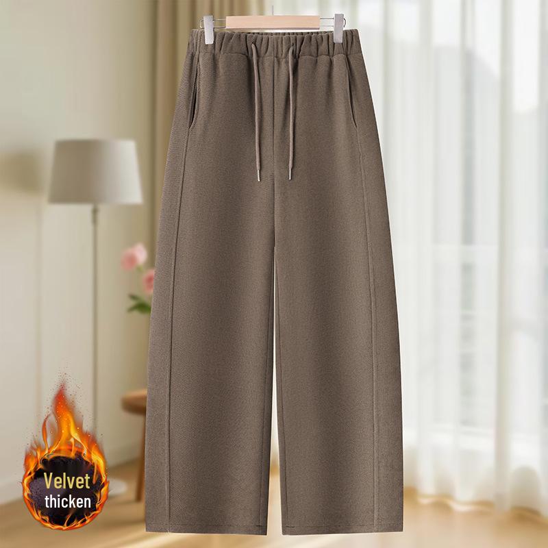 Velvet Winter Curved Blade Pants for Middle-Aged Women: Plus Size Slimming Wide-Leg Pants