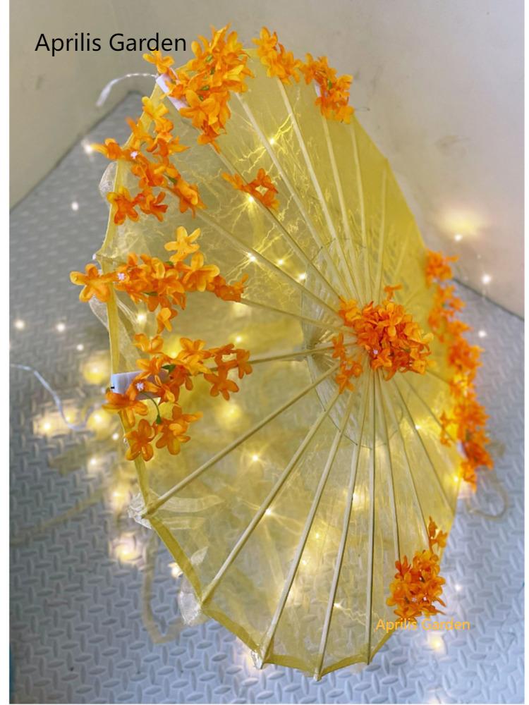 LED Yarn Silk Cloth Lace Decorative Umbrella Beach Parasol Princess Chinese Japan Umbrella Drama Craft Umbrella Cosplay