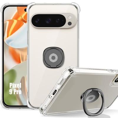 Case for Google Pixel 9 Pro - Shockproof Ultra Slim Transparent with Black Stand